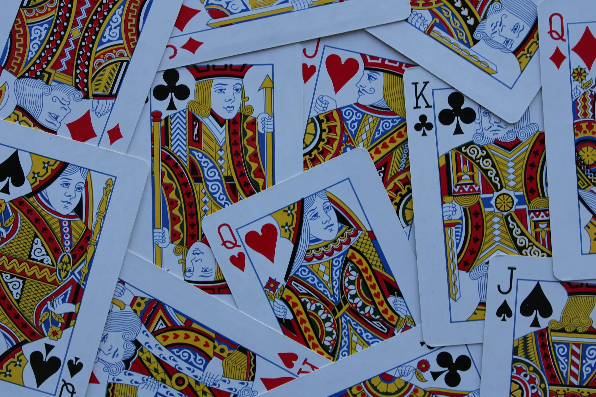 Playing cards: kings, queens and jacks