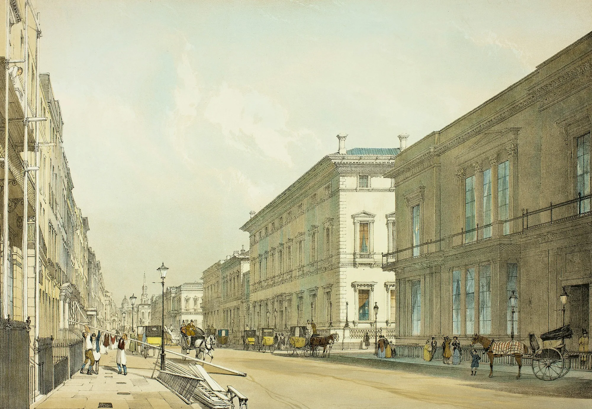 A London street with horse-drawn carriages